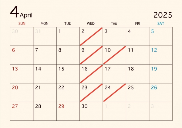 ４月カレンダー