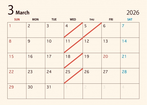 3月カレンダー
